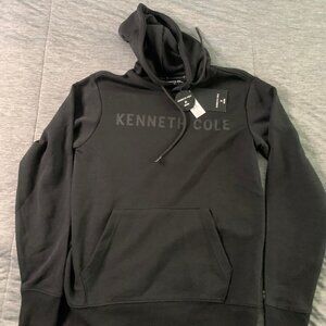 NWT $79 Kenneth Cole Men's Pull Over Mobility Knit Logo Hoodie Black Men Small
